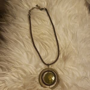 Brown braided chain necklace with pendant